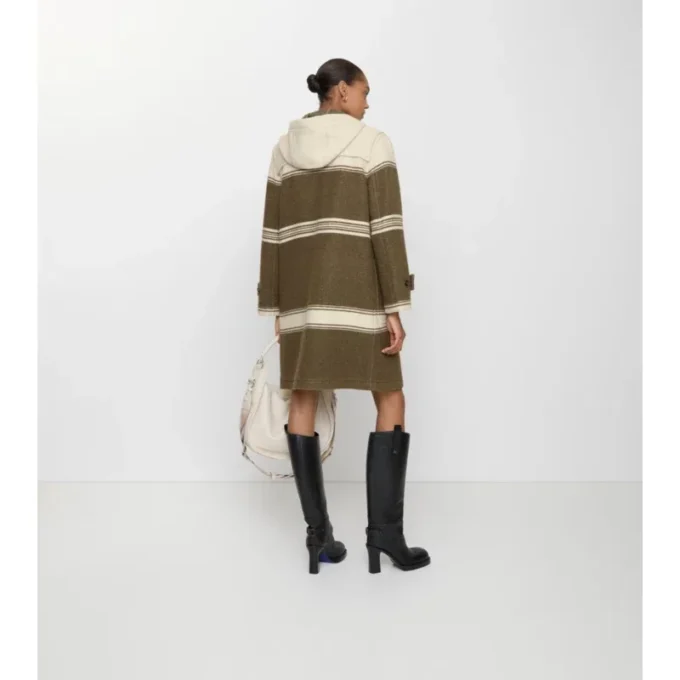 Abrigo duffle de mezcla de lana y algodón a rayas Abrigo duffle de mezcla de lana y algodón a rayas