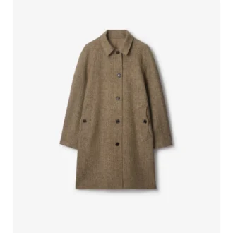 Abrigo largo de lana con diseño en espiga «Dual Burberry Car Coat»