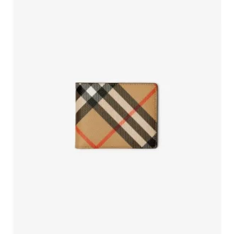 Billetera delgada con dos compartimentos y estampado de cuadros
