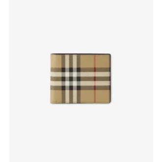 Billetera delgada con dos compartimentos y estampado de cuadros