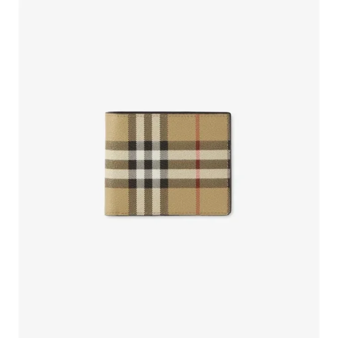 Billetera delgada con dos compartimentos y estampado de cuadros Billetera delgada con dos compartimentos y estampado de cuadros