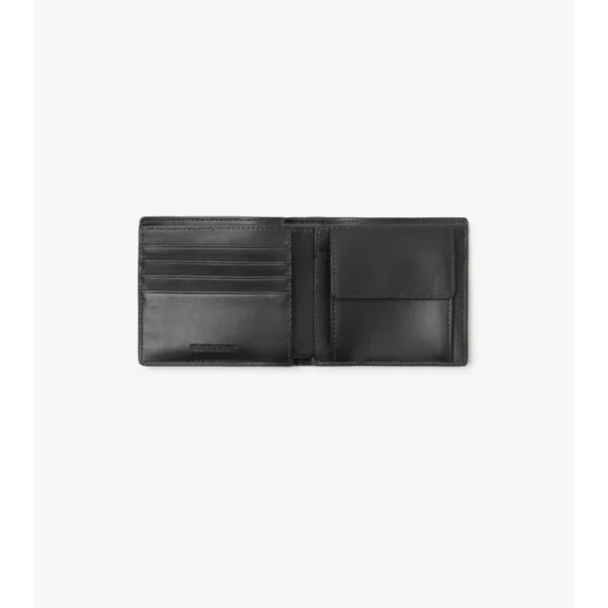 Billetera delgada con dos compartimentos y estampado de cuadros Billetera delgada con dos compartimentos y estampado de cuadros