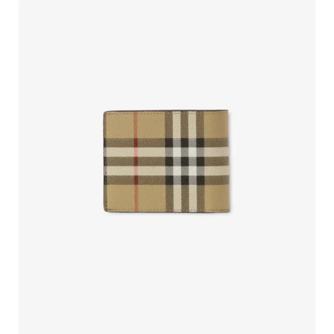Billetera delgada con dos compartimentos y estampado de cuadros Billetera delgada con dos compartimentos y estampado de cuadros