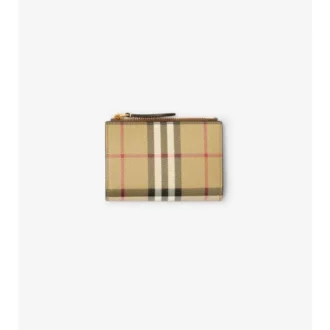 Billetera doble con estampado de cuadros pequeños