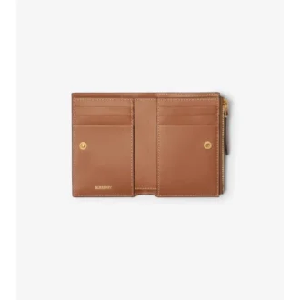 Billetera doble con estampado de cuadros pequeños