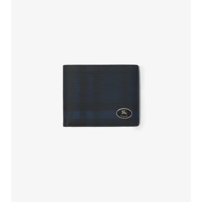 Billetera doble delgada con estampado Check 