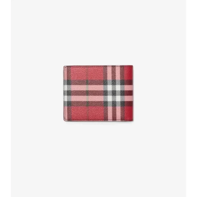 Billetera doble delgada con estampado Check 