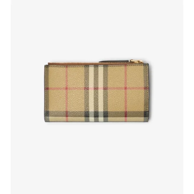 Billetera doble mediana con estampado de cuadros Billetera doble mediana con estampado de cuadros