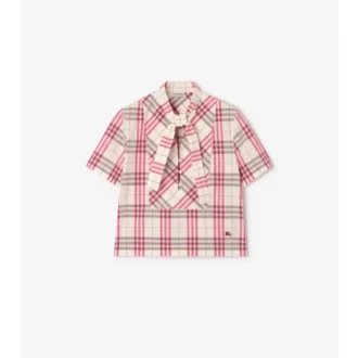 Blusa corta de algodón a cuadros