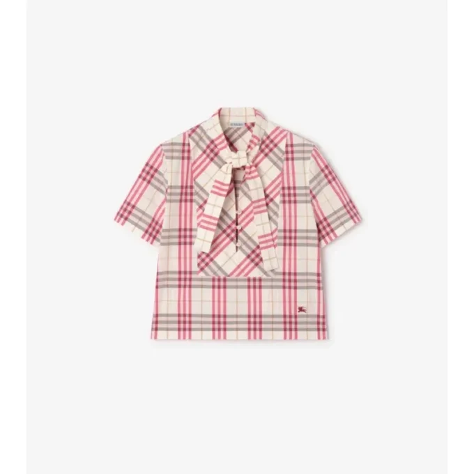 Blusa corta de algodón a cuadros Blusa corta de algodón a cuadros