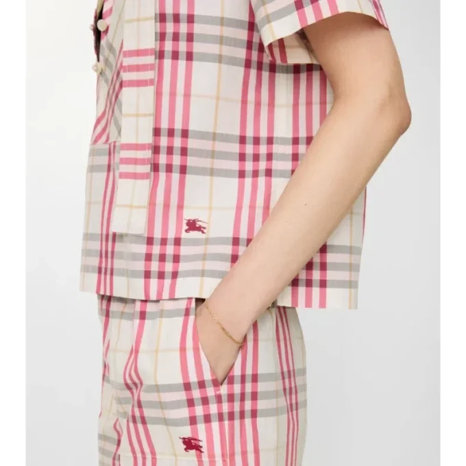 Blusa corta de algodón a cuadros Blusa corta de algodón a cuadros