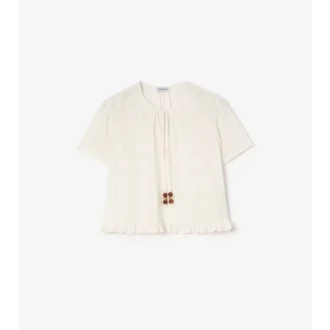 Blusa de gasa de algodón con estampado de cuadros