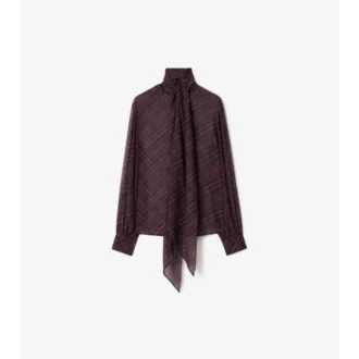 Blusa de seda con estampado de cuadros