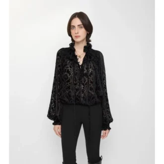 Blusa de terciopelo de mezcla de seda de estilo barroco