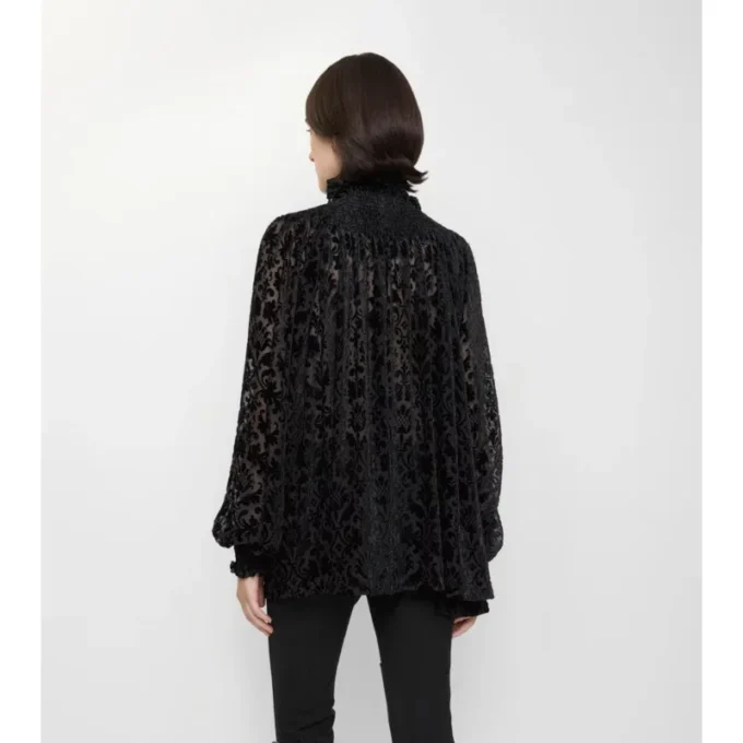 Blusa de terciopelo de mezcla de seda de estilo barroco Blusa de terciopelo de mezcla de seda de estilo barroco