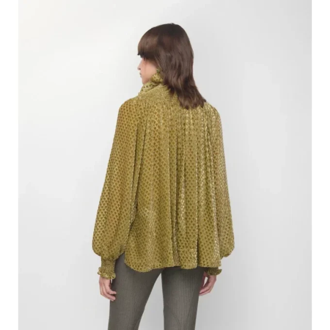 Blusa de terciopelo de mezcla de seda Torch Blusa de terciopelo de mezcla de seda Torch
