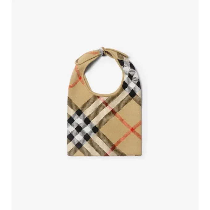 Bolso con lazo y estampado de cuadros