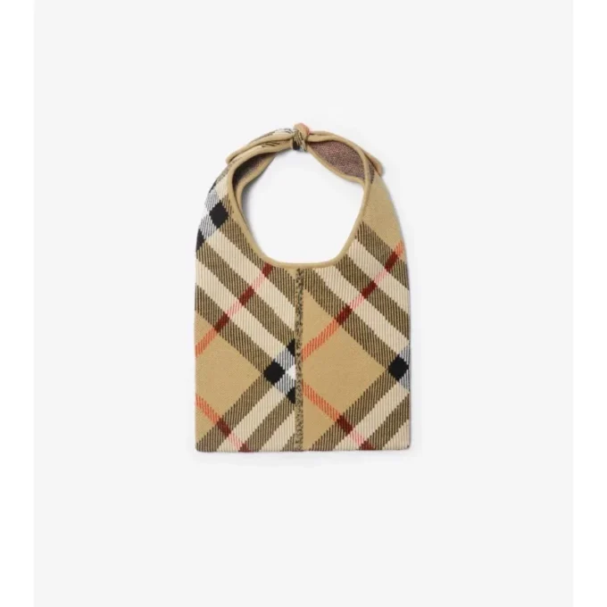 Bolso con lazo y estampado de cuadros