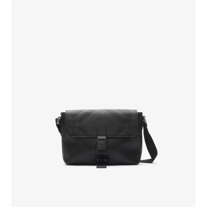 Bolso mensajero pequeño con estampado de cuadros en relieve y hebilla Bolso mensajero pequeño con estampado de cuadros en relieve y hebilla