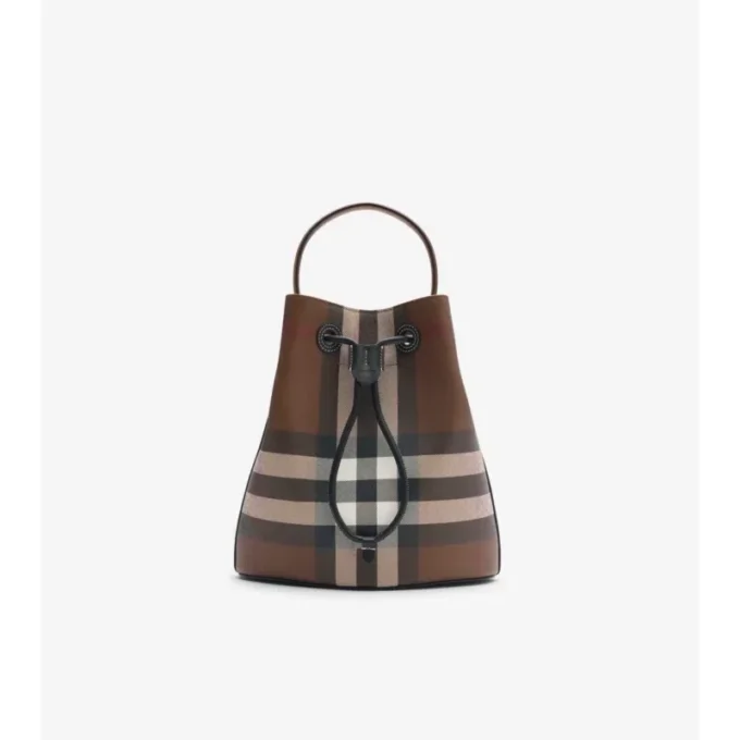 Bolso tipo cubo con estampado de cuadros pequeños Bolso tipo cubo con estampado de cuadros pequeños