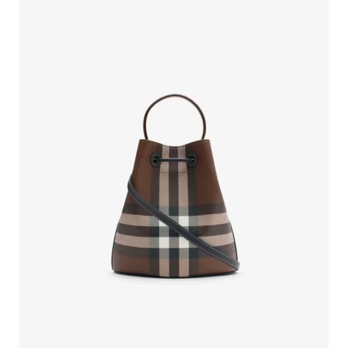 Bolso tipo cubo con estampado de cuadros pequeños Bolso tipo cubo con estampado de cuadros pequeños