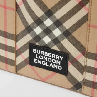 Bolso tote de lona E con estampado Vintage Check y aplique del logotipo