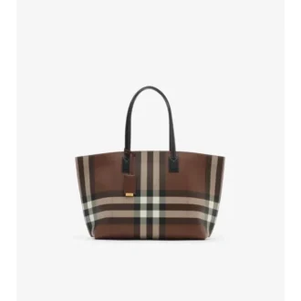 Bolso tote mediano con estampado de cuadros