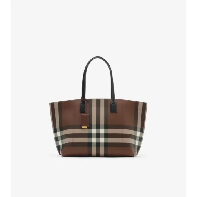 Bolso tote mediano con estampado de cuadros Bolso tote mediano con estampado de cuadros