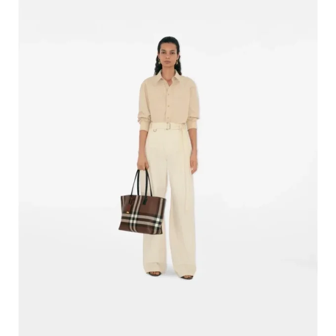 Bolso tote mediano con estampado de cuadros Bolso tote mediano con estampado de cuadros