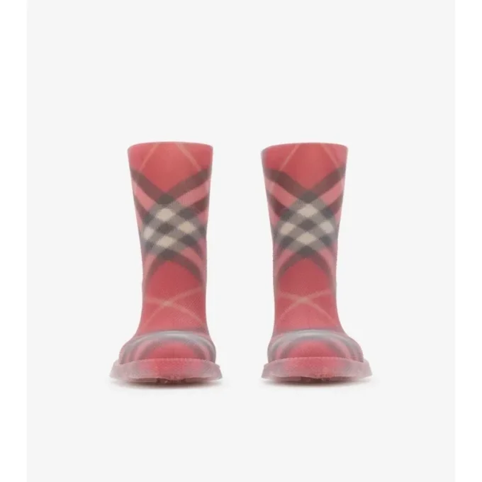 Botas altas de caucho con estampado de cuadros Botas altas de caucho con estampado de cuadros