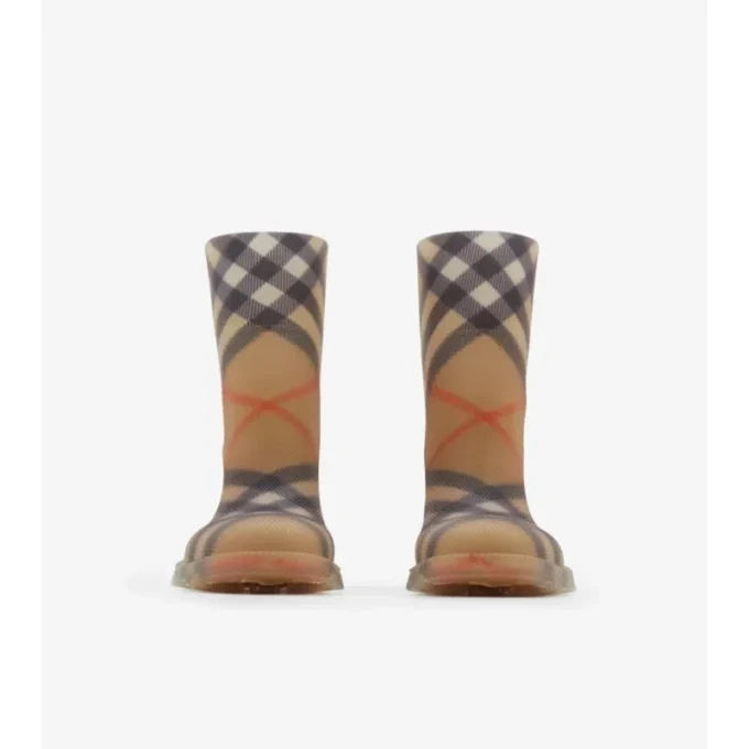 Botas altas de caucho con estampado de cuadros Botas altas de caucho con estampado de cuadros