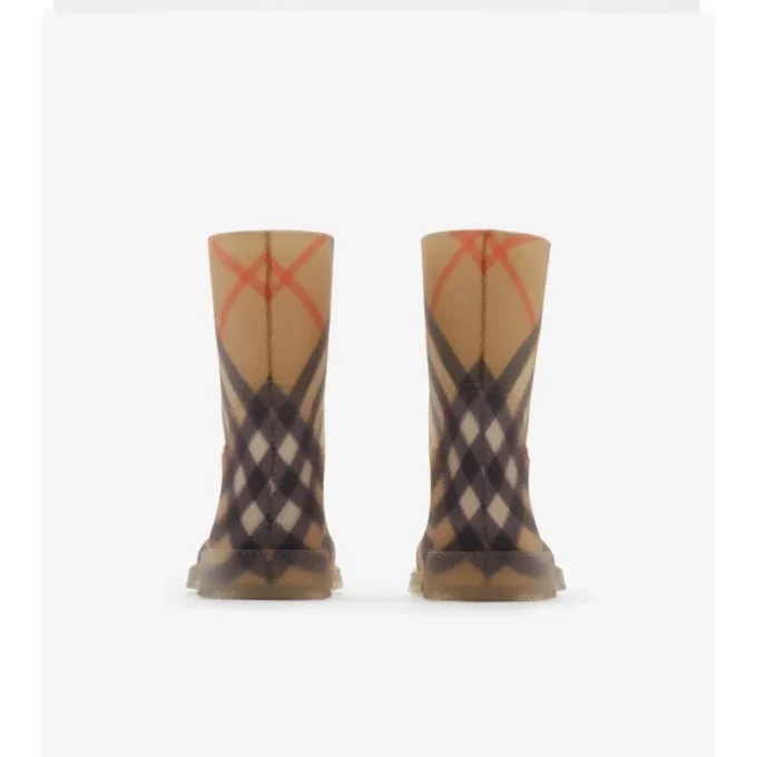 Botas altas de caucho con estampado de cuadros Botas altas de caucho con estampado de cuadros