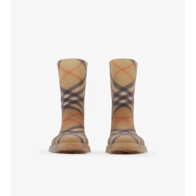 Botas altas de caucho con estampado de cuadros Botas altas de caucho con estampado de cuadros
