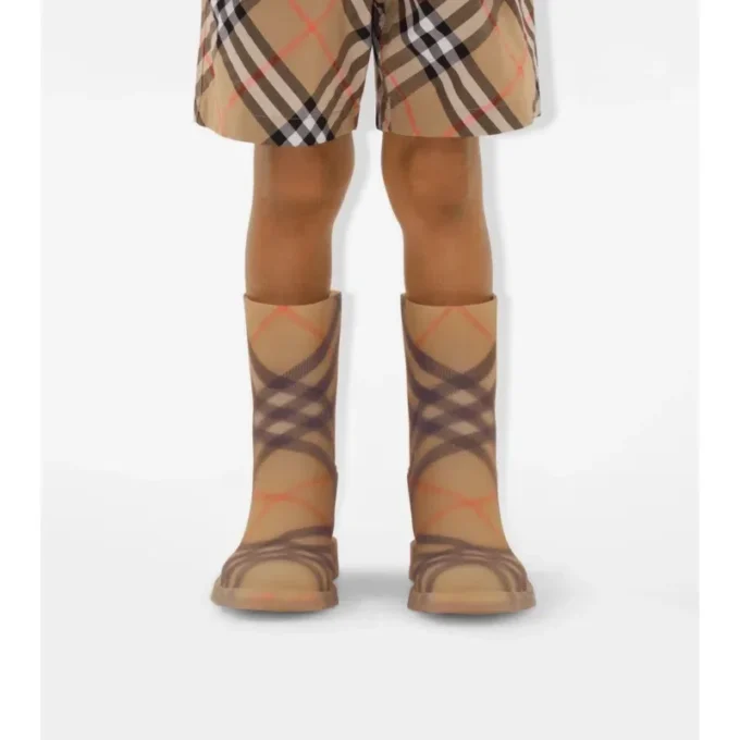 Botas altas de caucho con estampado de cuadros Botas altas de caucho con estampado de cuadros