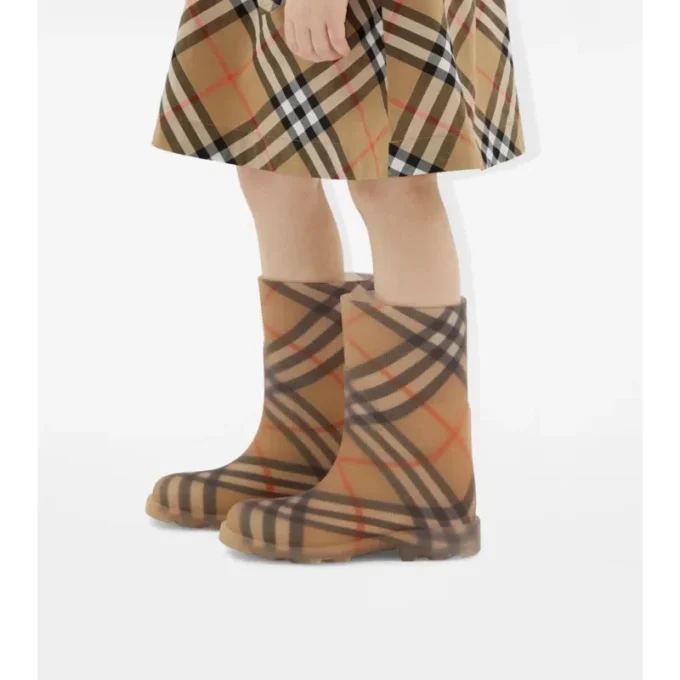 Botas altas de caucho con estampado de cuadros Botas altas de caucho con estampado de cuadros
