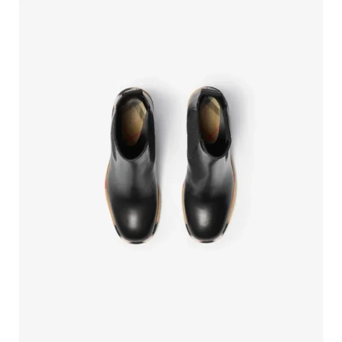 Botas Chelsea con tacón de grava de cuero Botas Chelsea con tacón de grava de cuero