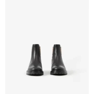 Botas Chelsea de cuero con paneles de cuadros