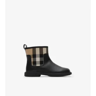 Botas de cuero con paneles de cuadros
