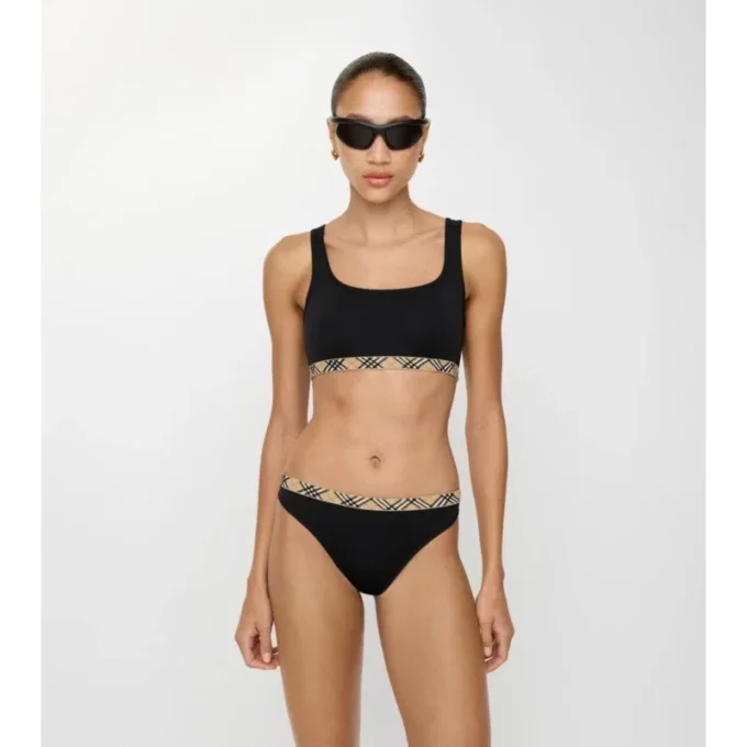 Braguitas de bikini con ribete de cuadros Braguitas de bikini con ribete de cuadros