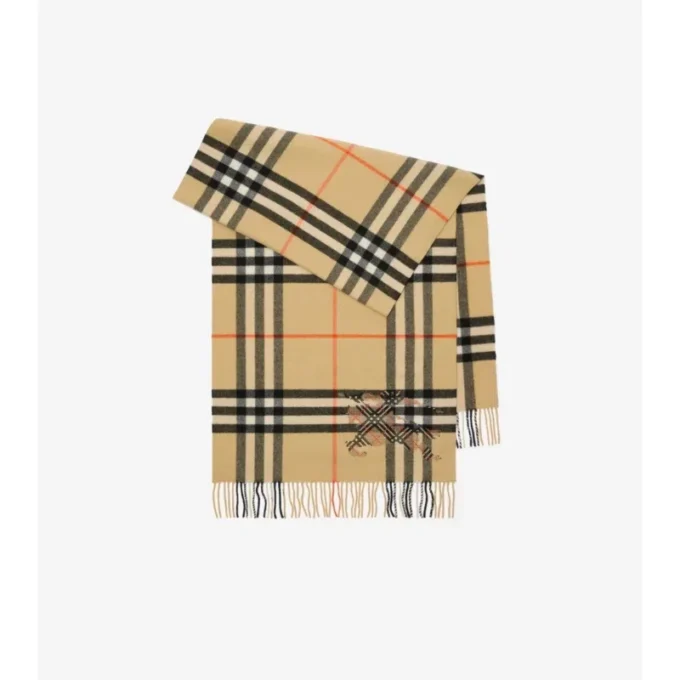 Bufanda ancha de cachemira con diseño EKD Check y punto de cruz