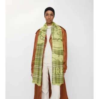 Bufanda ancha de lana y seda con estampado EKD Check