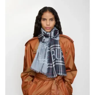 Bufanda ancha de lana y seda con estampado EKD Check