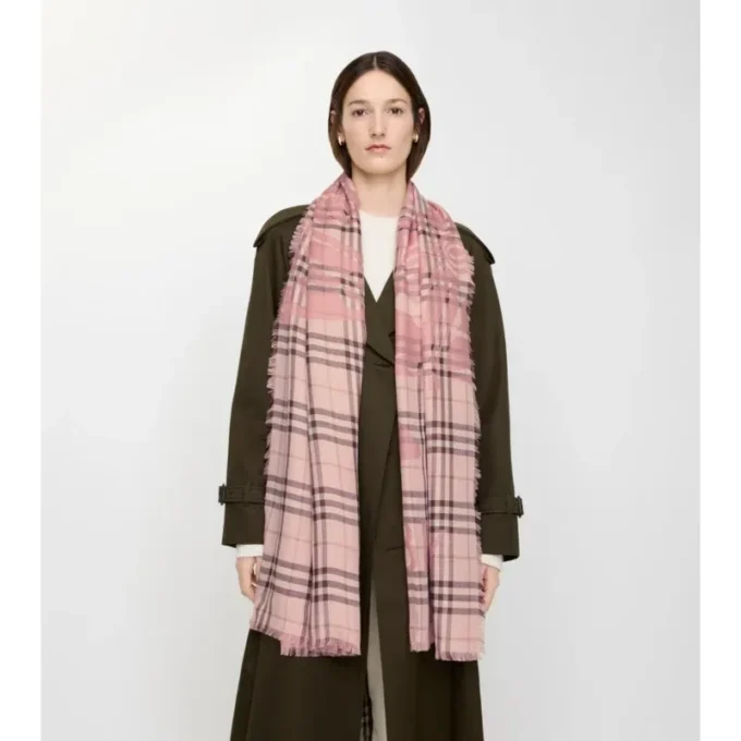 Bufanda ancha de lana y seda con estampado EKD Check