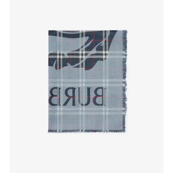 Bufanda ancha de lana y seda con estampado EKD Check Bufanda ancha de lana y seda con estampado EKD Check
