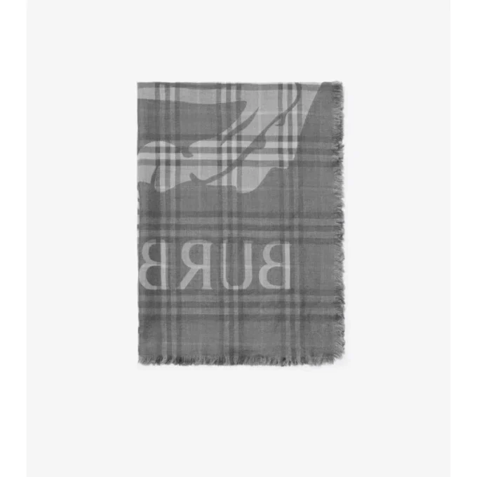 Bufanda ancha de lana y seda con estampado EKD Check Bufanda ancha de lana y seda con estampado EKD Check