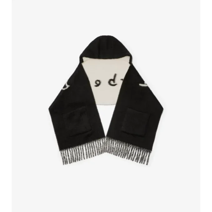 Bufanda con capucha de mezcla de lana de alpaca con logotipo