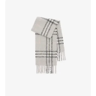 Bufanda de bouclé de mezcla de lana de alpaca con estampado de cuadros