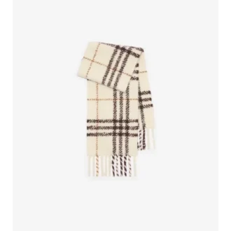 Bufanda de bouclé de mezcla de lana de alpaca con estampado de cuadros