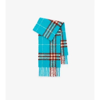 Bufanda de bouclé de mezcla de lana de alpaca con estampado de cuadros