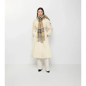 Bufanda de bouclé de mezcla de lana de alpaca con estampado de cuadros